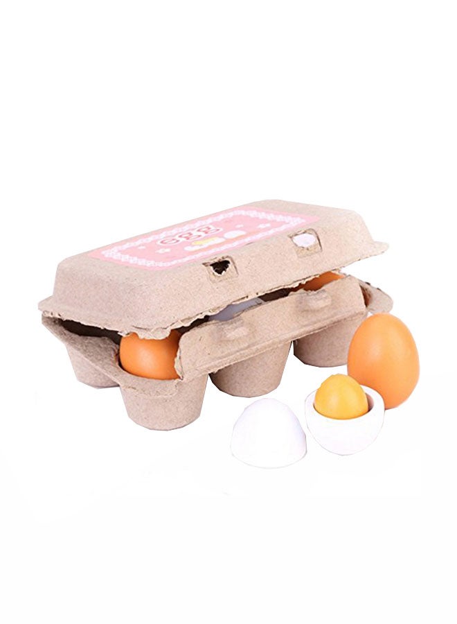 6-Piece Carton Wooden Eggs Assembling set - Image 1