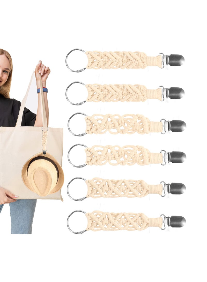 Travel Hat Clips Set 6Pcs Elastic Strap for Handbag Backpack Ideal for Adults and Kids Outdoor Accessories Beige - Image 1
