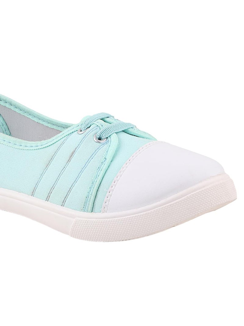 FUEL Comfortable Slip-On Belly Flats Stylish, Lightweight, Canvas Casual Wear Bellies for Women (Mint-Green-6UK) - Image 2