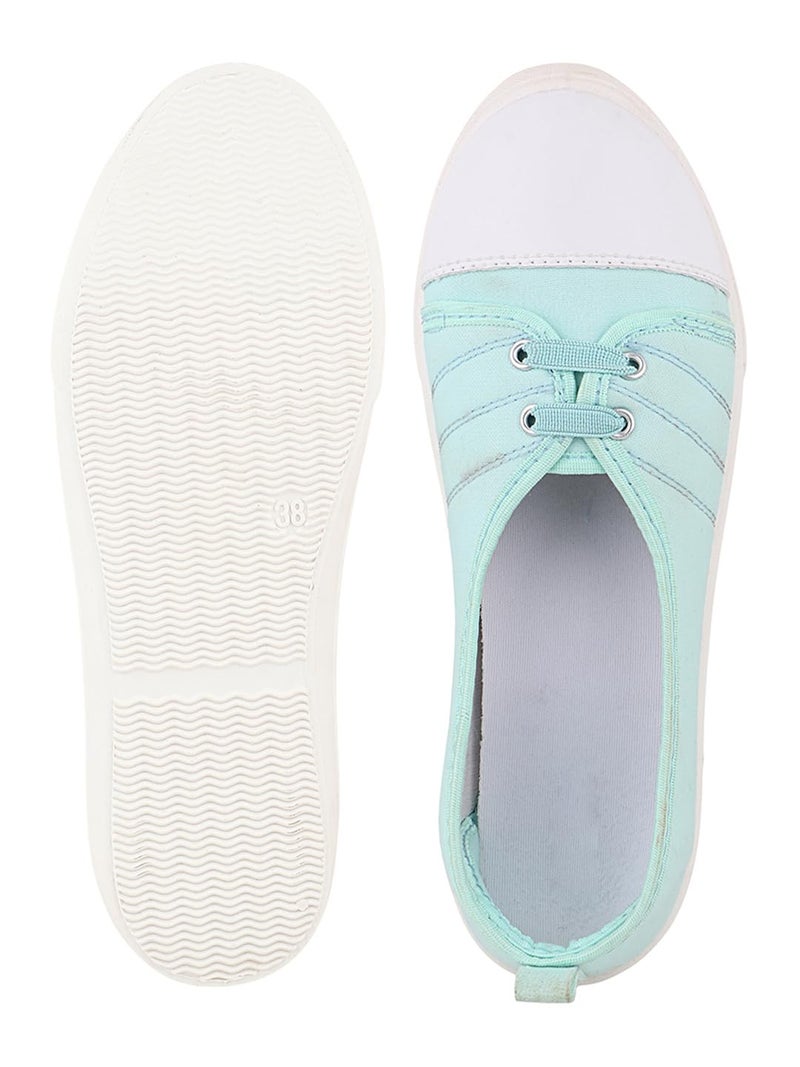FUEL Comfortable Slip-On Belly Flats Stylish, Lightweight, Canvas Casual Wear Bellies for Women (Mint-Green-6UK) - Image 4