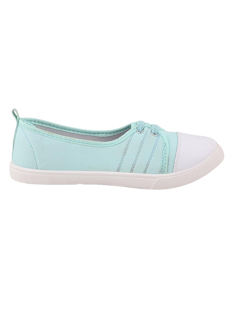 FUEL Comfortable Slip-On Belly Flats Stylish, Lightweight, Canvas Casual Wear Bellies for Women (Mint-Green-6UK) - Image 3