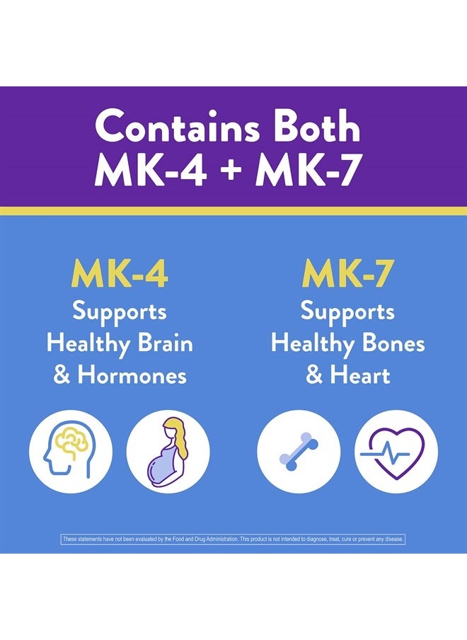 Full Spectrum Vitamin K2 with MK-7 and MK-4, All-Trans Bioactive K2, 600 mcg K2 per Pill, Soy & Gluten Free, Non-GMO, 90 Capsules, Supports Healthy Bones & Arteries Vitamin K2 MK7 + MK4