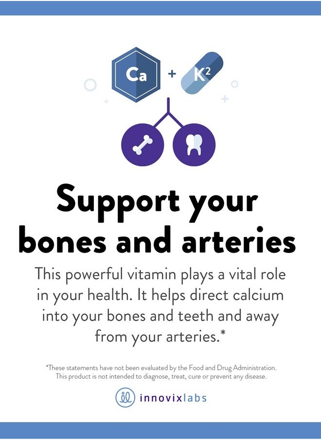 Full Spectrum Vitamin K2 with MK-7 and MK-4, All-Trans Bioactive K2, 600 mcg K2 per Pill, Soy & Gluten Free, Non-GMO, 90 Capsules, Supports Healthy Bones & Arteries Vitamin K2 MK7 + MK4