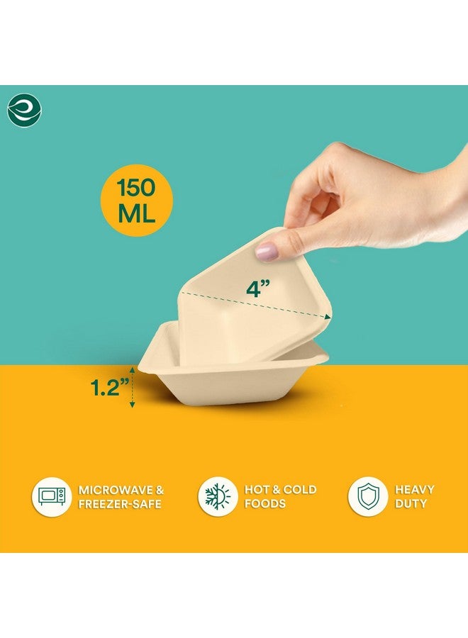 ECO SOUL أكواب باجاس القابلة للتصرف من إيكو سول [150 مل، 50 عبوة] | صديقة للبيئة، قابلة للتحلل، أكواب ورقية من قصب السكر | لتقديم الوجبات الخفيفة والعشاء | حفلات عيد الميلاد، الزفاف والحفلات | مربع، بيج - Image 3