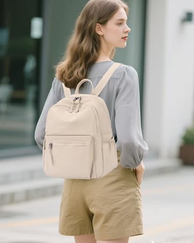Tanweibago Mini Nylon Women Backpacks11L Small Ladies backpacks Casual Lightweight Women Shopping Travel Daypack Z1beige - Image 3