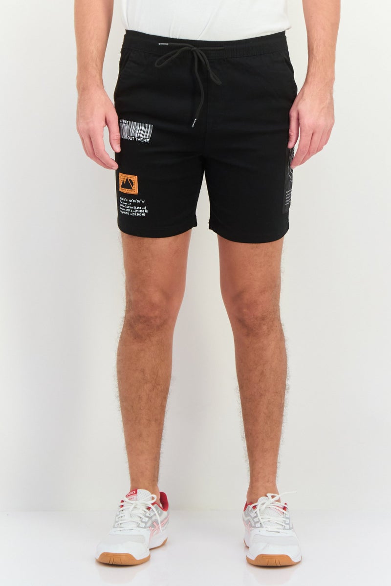 brooklyn Men 7 Inseam Graphic Print Basic Shorts, Black - Image 1