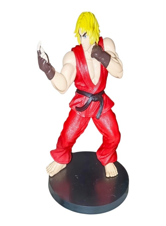 ONE POINT COLLECTIONS Street Fighter Ken Masters Action Figure Collectible Statue - Classic Arcade Fighting Game Character PVC Display Figurine with Action Pose for Home Office Desk Shelf Decor - Image 1