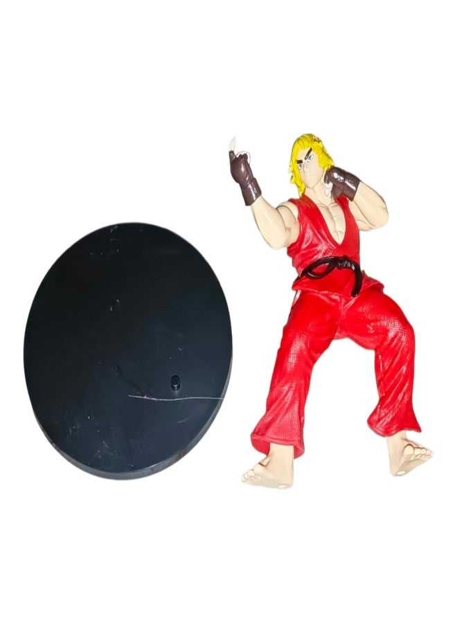 ONE POINT COLLECTIONS Street Fighter Ken Masters Action Figure Collectible Statue - Classic Arcade Fighting Game Character PVC Display Figurine with Action Pose for Home Office Desk Shelf Decor - Image 2