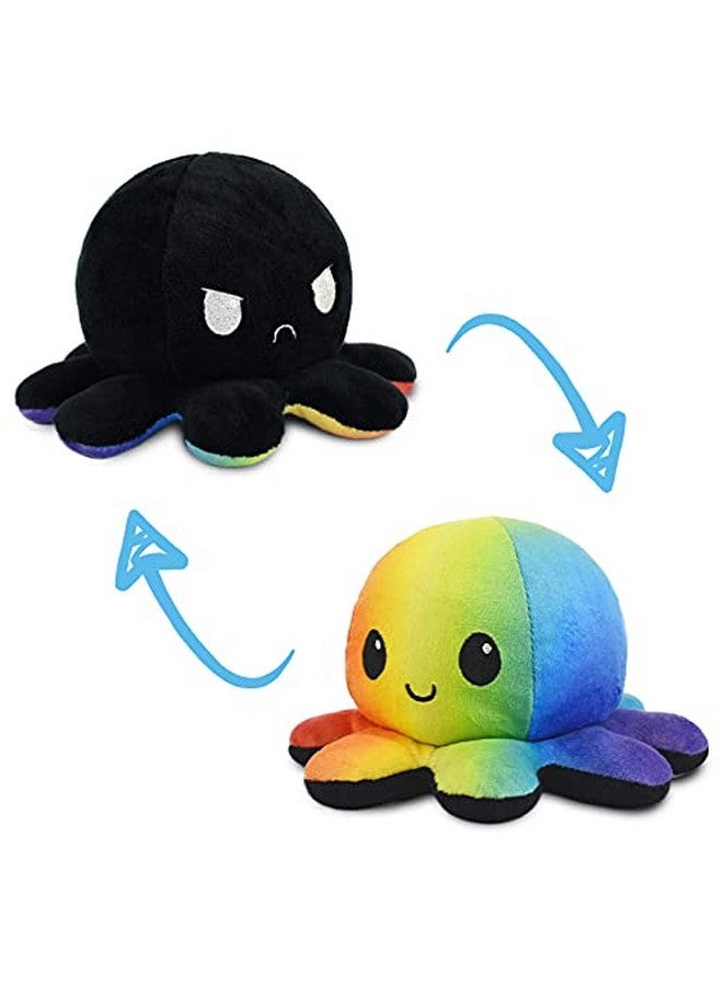 TeeTurtle - The Original Reversible Octopus Plushie - Black + Rainbow - Cute Sensory Fidget Stuffed Animals That Show Your Mood - Image 1