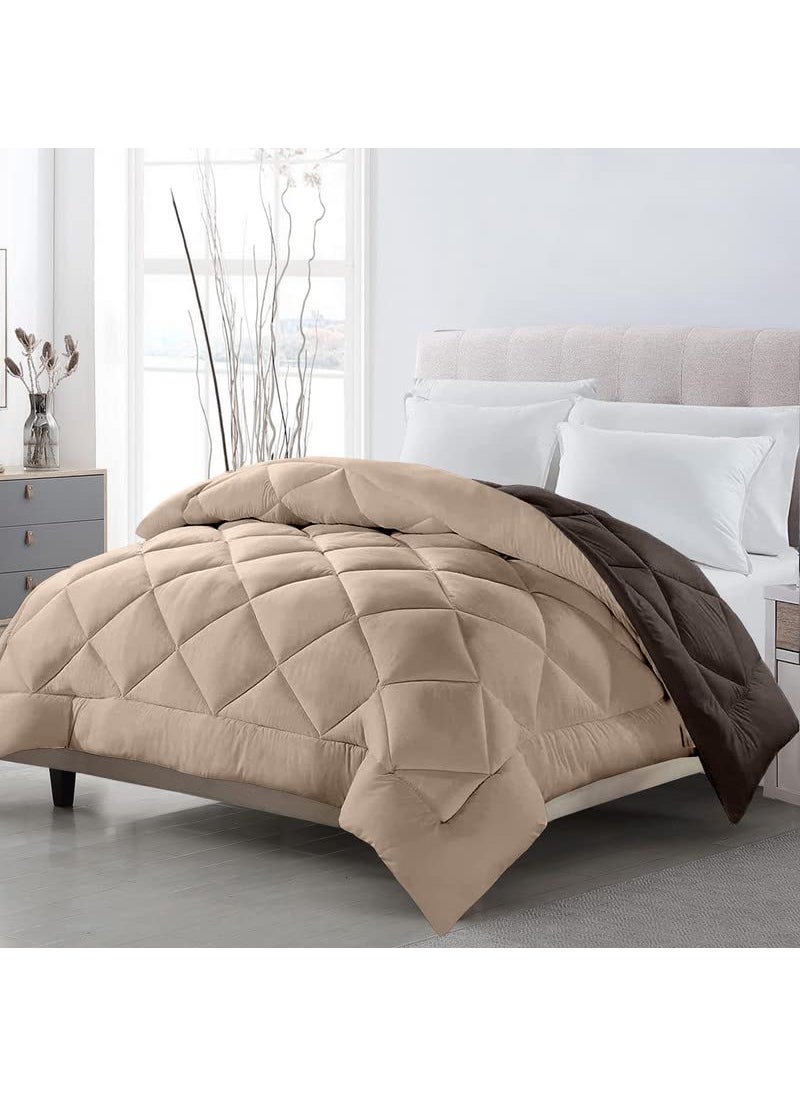 TUNDWAL'S TUNDWALS Microfiber Reversible Solid Extra Comfort Soft ComforterBlanket Double Bed 200 GSM Beige Coffee 1 Piece  - Image 1