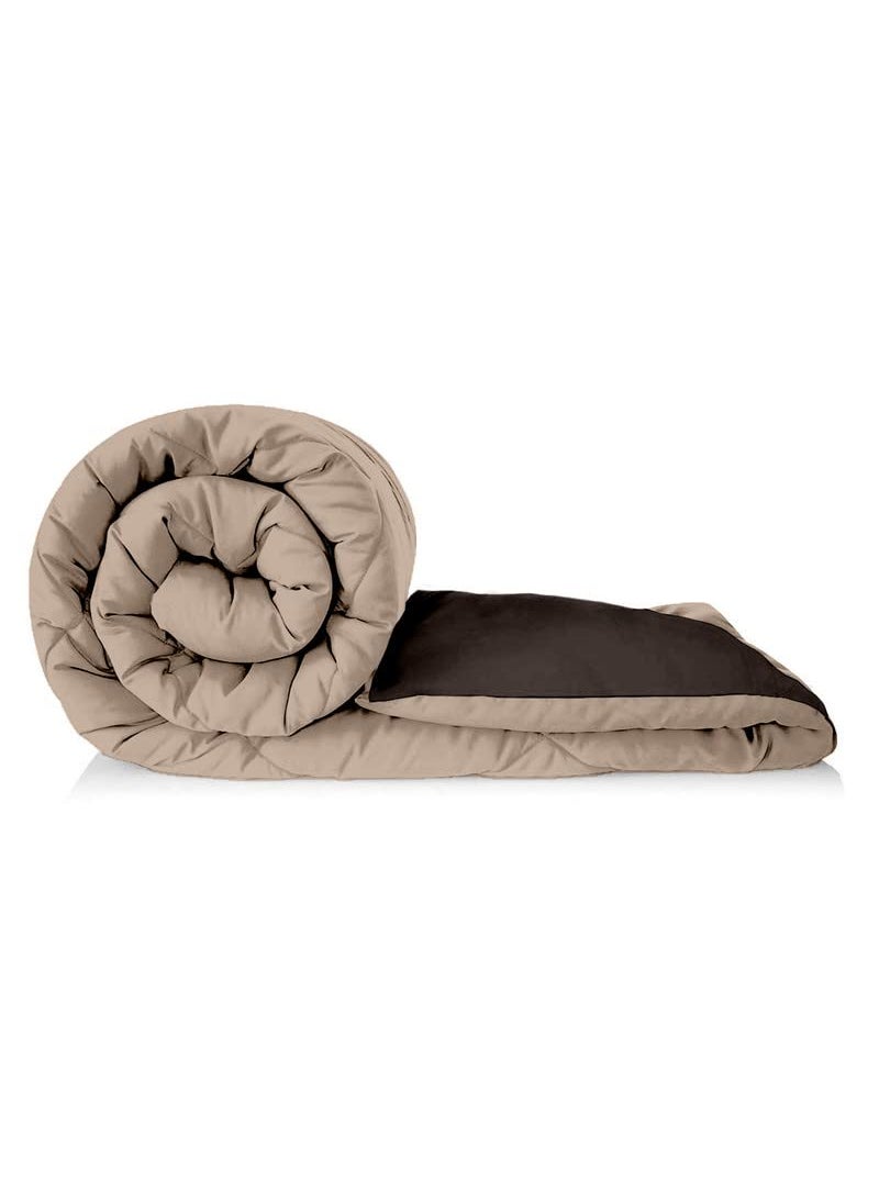 TUNDWAL'S TUNDWALS Microfiber Reversible Solid Extra Comfort Soft ComforterBlanket Double Bed 200 GSM Beige Coffee 1 Piece  - Image 4