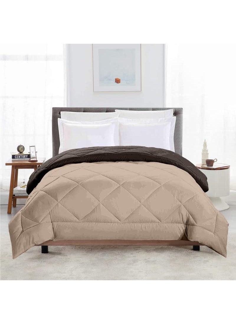 TUNDWAL'S TUNDWALS Microfiber Reversible Solid Extra Comfort Soft ComforterBlanket Double Bed 200 GSM Beige Coffee 1 Piece  - Image 2