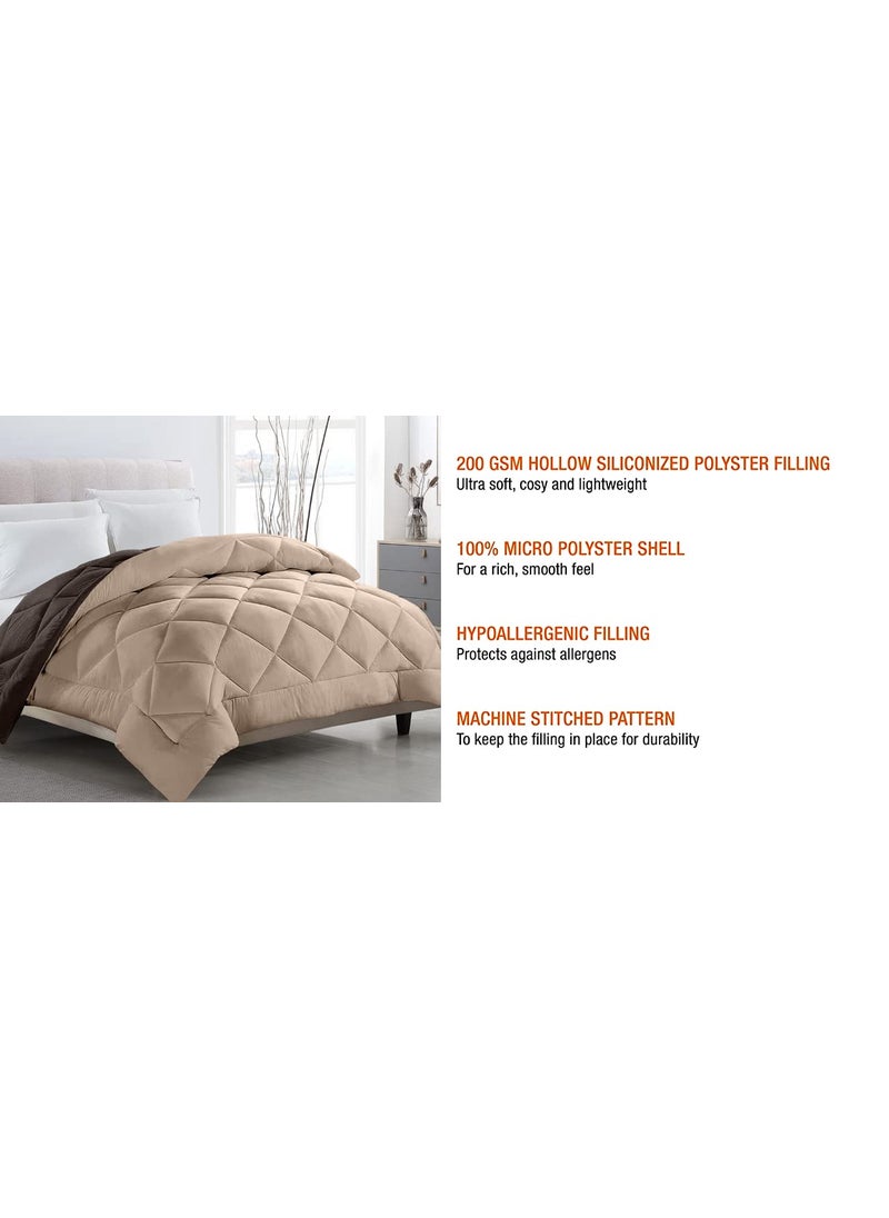 TUNDWAL'S TUNDWALS Microfiber Reversible Solid Extra Comfort Soft ComforterBlanket Double Bed 200 GSM Beige Coffee 1 Piece  - Image 3