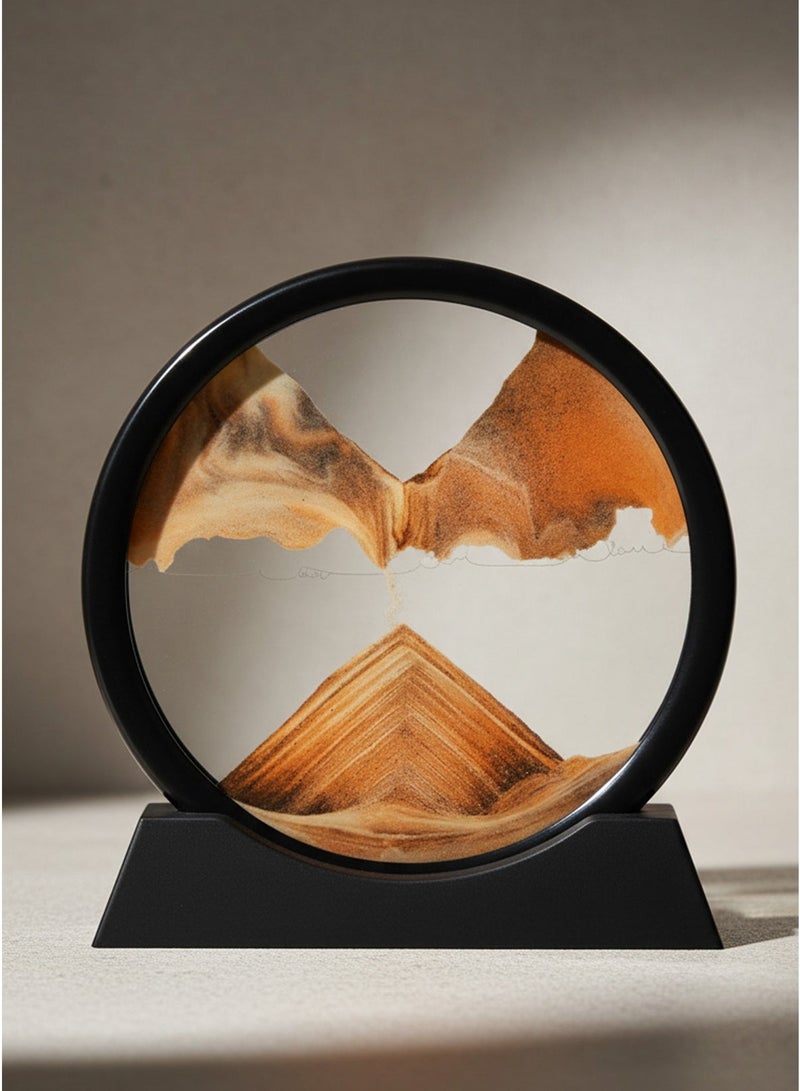 Moving Sand, 3D Art Picture Hourglass, 3D Moving Sand Picture (Hourglass) - Soothing Sand Landscape with Black Frame and Yellow Sand, Stress Relief Desk Decor for Home and Office, Premium Glass Artwork - Image 2