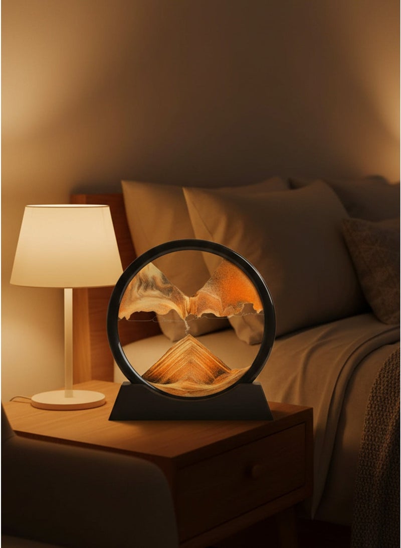 Moving Sand, 3D Art Picture Hourglass, 3D Moving Sand Picture (Hourglass) - Soothing Sand Landscape with Black Frame and Yellow Sand, Stress Relief Desk Decor for Home and Office, Premium Glass Artwork - Image 3