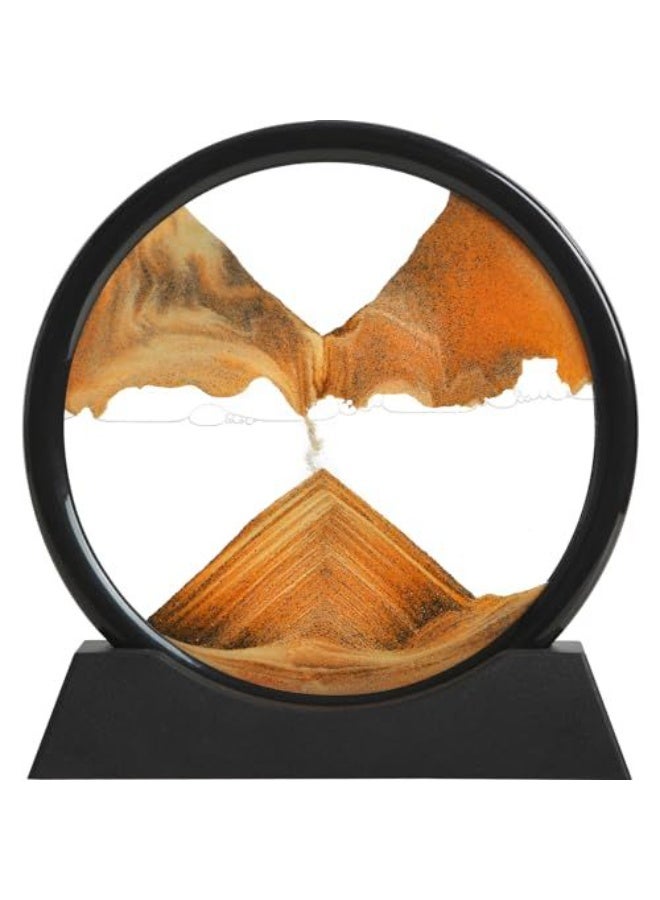 Moving Sand, 3D Art Picture Hourglass, 3D Moving Sand Picture (Hourglass) - Soothing Sand Landscape with Black Frame and Yellow Sand, Stress Relief Desk Decor for Home and Office, Premium Glass Artwork - Image 4