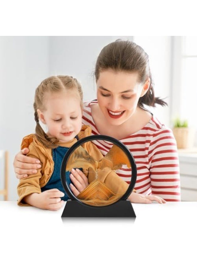 Moving Sand, 3D Art Picture Hourglass, 3D Moving Sand Picture (Hourglass) - Soothing Sand Landscape with Black Frame and Yellow Sand, Stress Relief Desk Decor for Home and Office, Premium Glass Artwork - Image 5