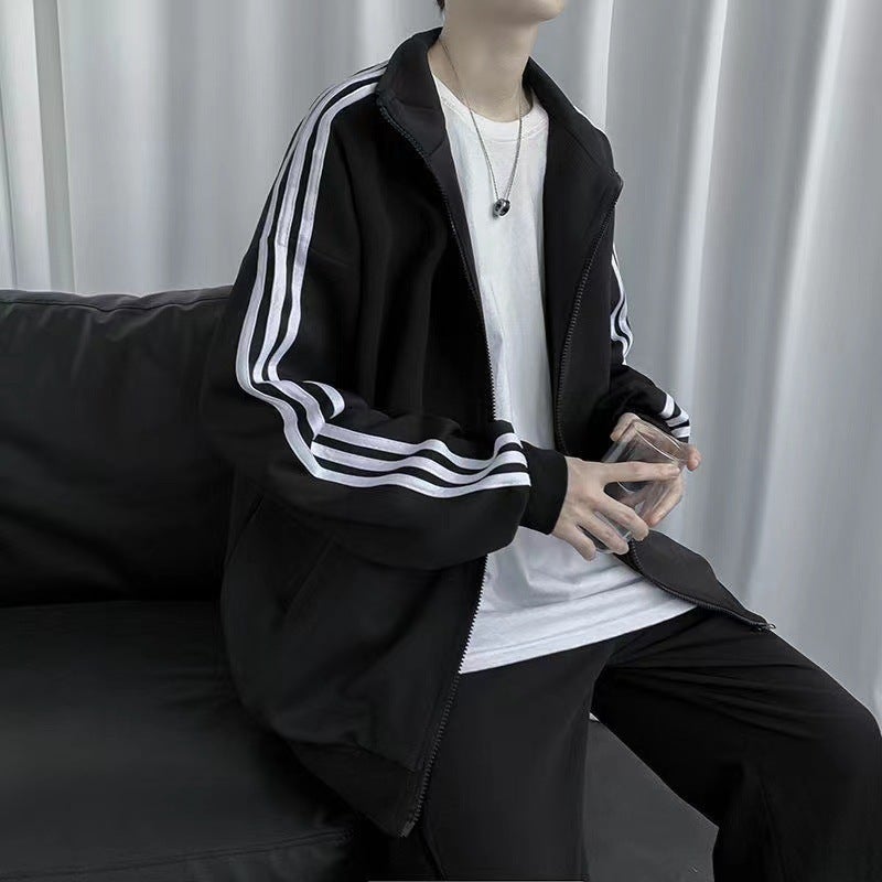 Baseball Suit Jacket Men'S Korean-Style Casual Sports Three-Bar Jacket Men'S Loose All-Match Handsome Trend - Image 2