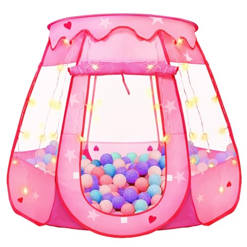 TooyBing Pop Up Princess Tent with Star Light, Toys for 1 2 3 Year Old Girl Birthday Gift, Ball Pit for Baby 12-18 Month, Foldable Kids Play Tent for Toddler 1-3, One Year Old Girl Toy Indoor Outdoor - Image 1