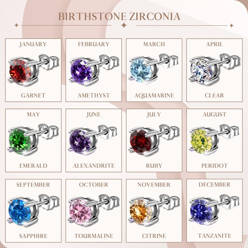HighSpark 925 Silver Men's Birthstone Solitaire Stud Earring | 92.5 Sterling Silver and Diamond like Brilliance Sparkling Zirconia | January to December | Single Stud for Men - Image 5