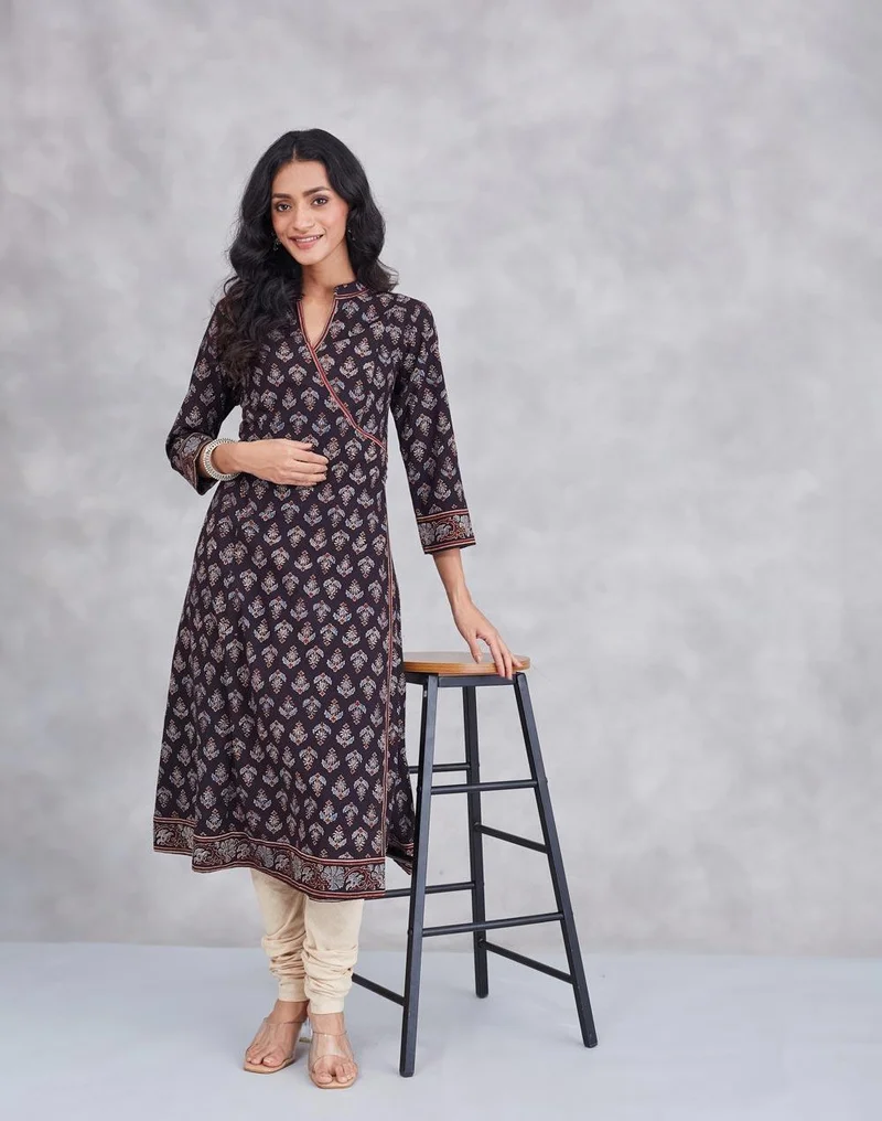 Fabindia Black Cotton Long Kurta