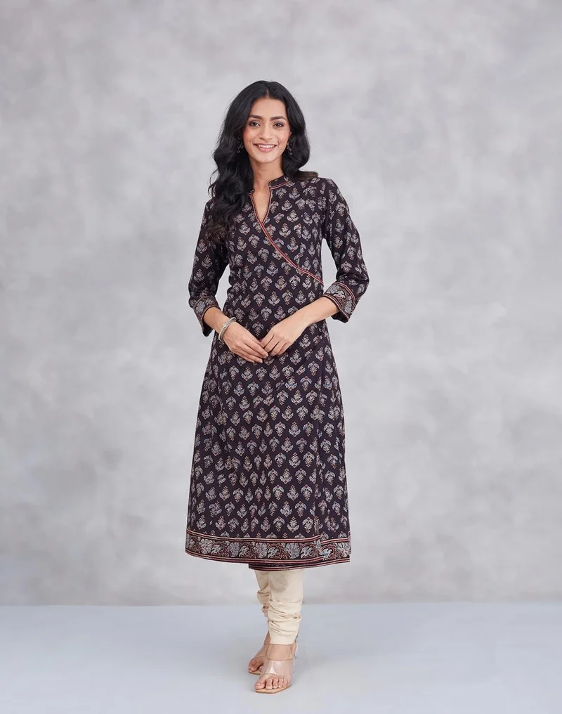 Fabindia Black Cotton Long Kurta