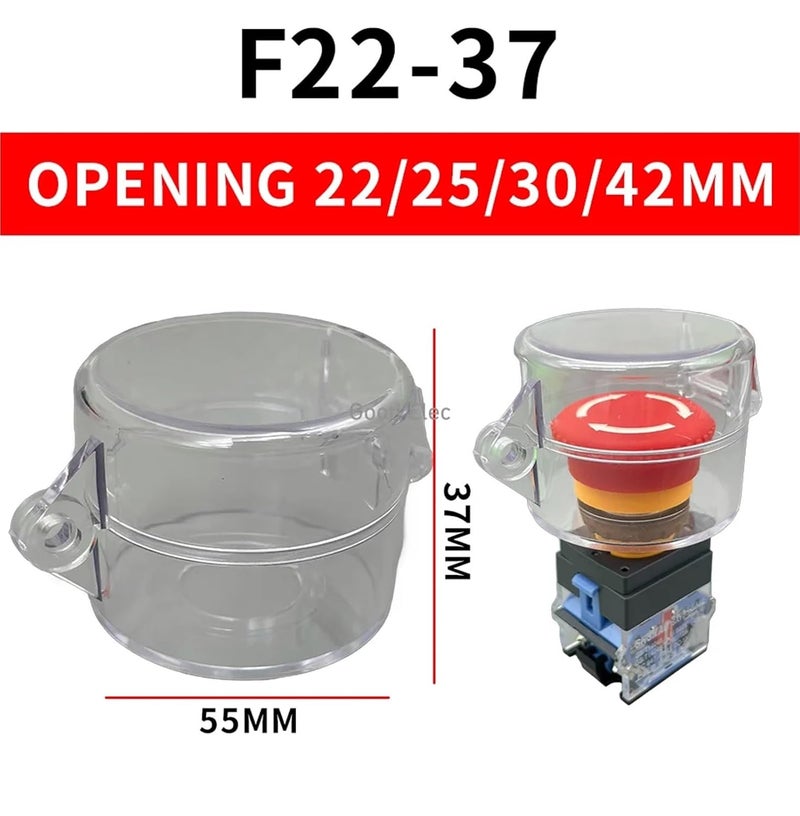 غطاء واقي لزر التوقف الطارئ مقاس 22 مم مقاوم للماء والغبار 55 × 55 أصفر - Image 4