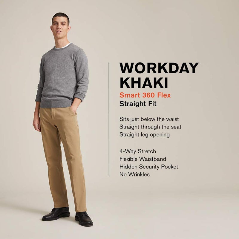 Dockers Men's Straight Fit Workday Smart 360 Flex Pants (Regular and Big & Tall), New British Khaki, 36W x 32L - Image 3