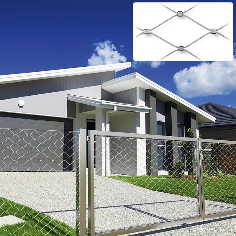 RAUMPA 304 Stainless Steel Wire Rope Mesh, 5x50ft Heavy Duty Wire Rope Mesh Netting Balcony Safety Protection Net Garden Poultry Chicken Wire Netting Durable Deer Fencing Netting Animal Enclosures - Image 3