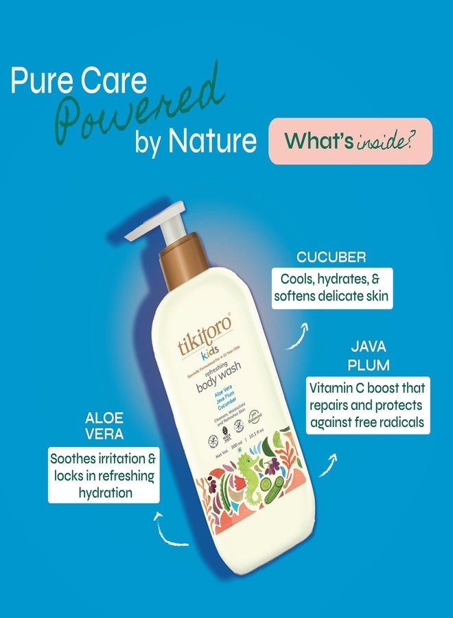 Tikitoro Kids Refreshing Body Wash | Pediatrician Approved | Deeply Cleanses, Hydrates & Refreshes Skin | Cucumber, Java Plum, Vitamin C & Aloe Vera | No Parabens & Sulphates, Age 4+ years (300ml) - Image 3