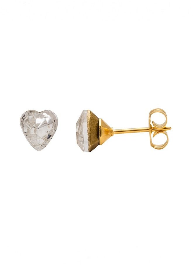 Studex - 6*6MM Austrian Crystal Heart Shape 24K Pure Gold Plated Ear Studs - Image 1