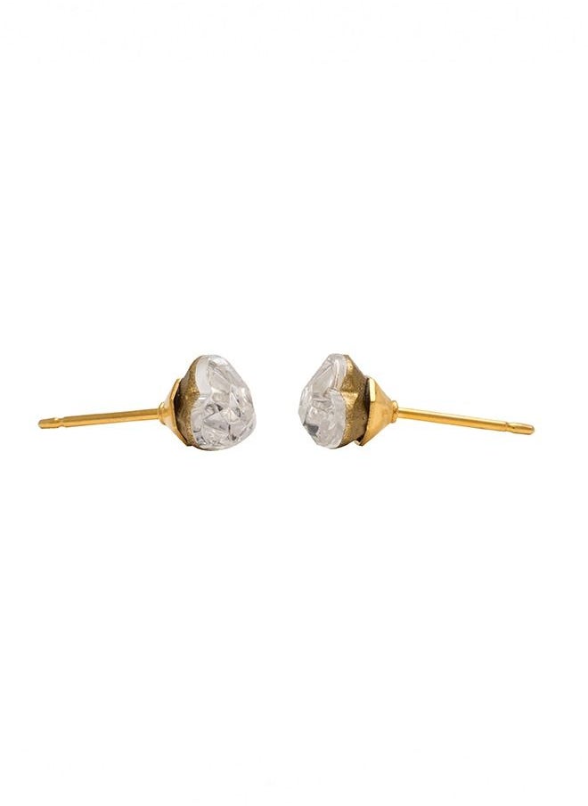 Studex - 6*6MM Austrian Crystal Heart Shape 24K Pure Gold Plated Ear Studs - Image 1