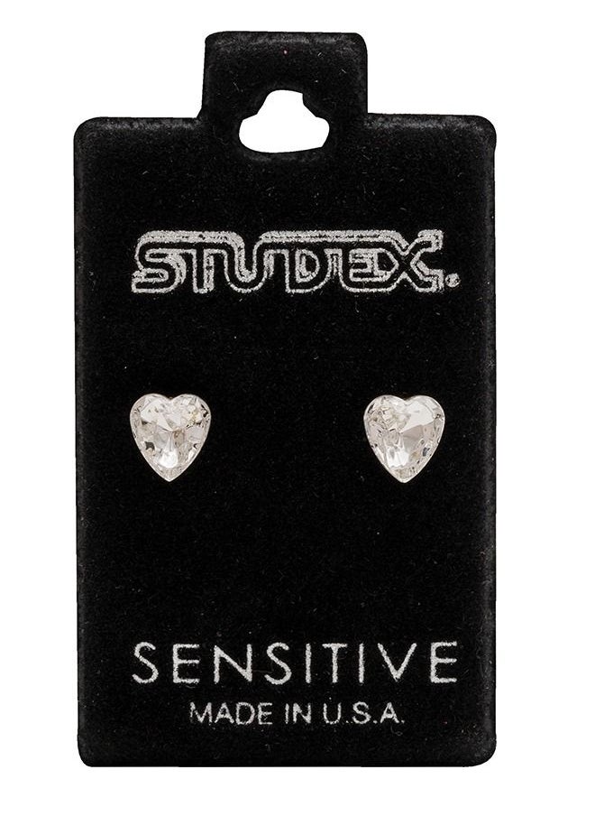 Studex - 6*6MM Austrian Crystal Heart Shape 24K Pure Gold Plated Ear Studs - Image 1