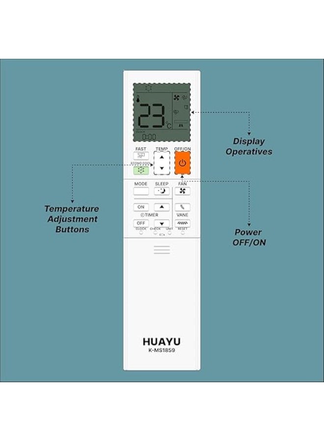 Huayu Universal Mitsubishi A/C Remote Control – LCD Display & Easy Function Settings - Image 5