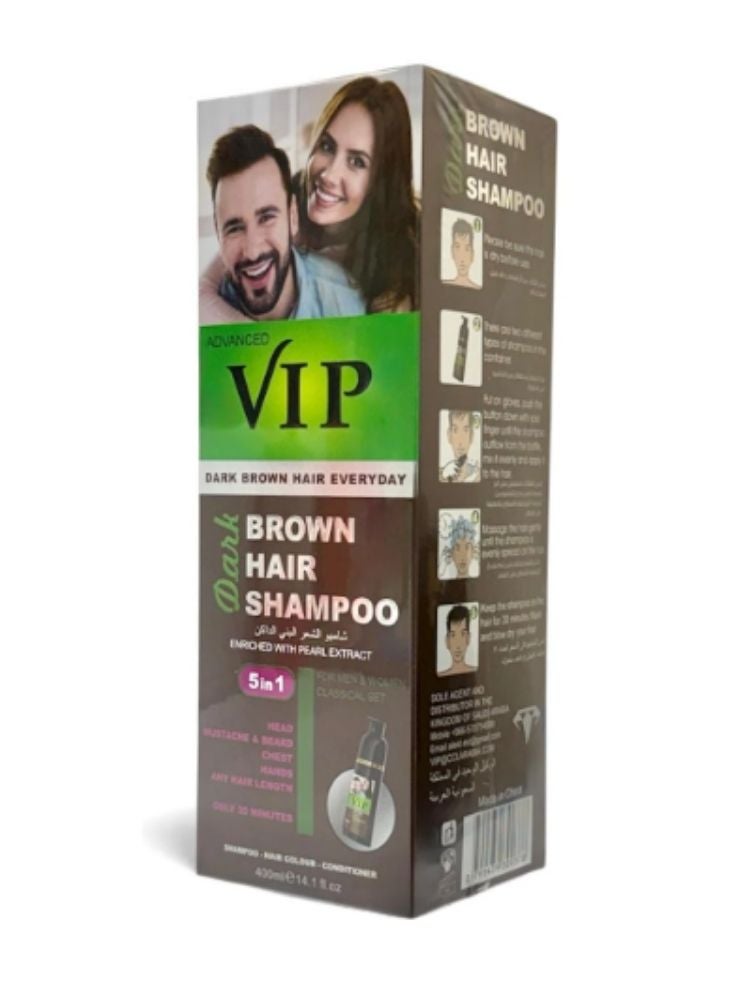 VIP Hair Colour Shampoo - Dark Brown (400ml) - 5-in-1 Instant Solution for Men & Women - Image 2