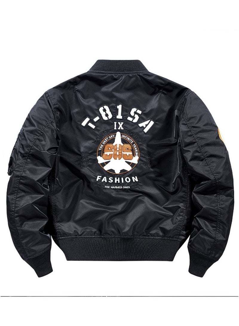 NIBEMINENT Men's Varsity Casual Embroidered Baseball Uniform MA1 Air Force Aviator Jacket Men's Jacket  - Image 2