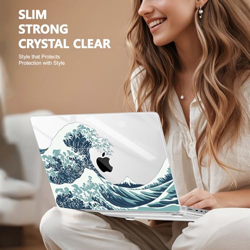 May Chen Case for MacBook Pro 14 inch, Models A2442 A2779 A2918 A2992 A3401 A3185 A3112 A3434, M1 M2 M3 M4 M5 Chip (2021-2025 Release), Plastic Hard Shell Case with Keyboard Cover, Great Wave - Image 4