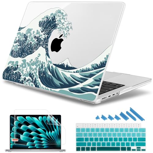 May Chen Case for MacBook Pro 14 inch, Models A2442 A2779 A2918 A2992 A3401 A3185 A3112 A3434, M1 M2 M3 M4 M5 Chip (2021-2025 Release), Plastic Hard Shell Case with Keyboard Cover, Great Wave - Image 1