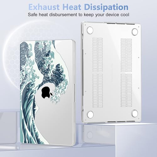 May Chen Case for MacBook Pro 14 inch, Models A2442 A2779 A2918 A2992 A3401 A3185 A3112 A3434, M1 M2 M3 M4 M5 Chip (2021-2025 Release), Plastic Hard Shell Case with Keyboard Cover, Great Wave - Image 5
