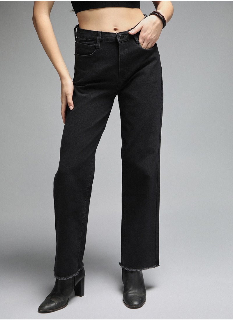 HIGH STAR Straight Fit Jeans for Women - Black Stretch  - Image 2