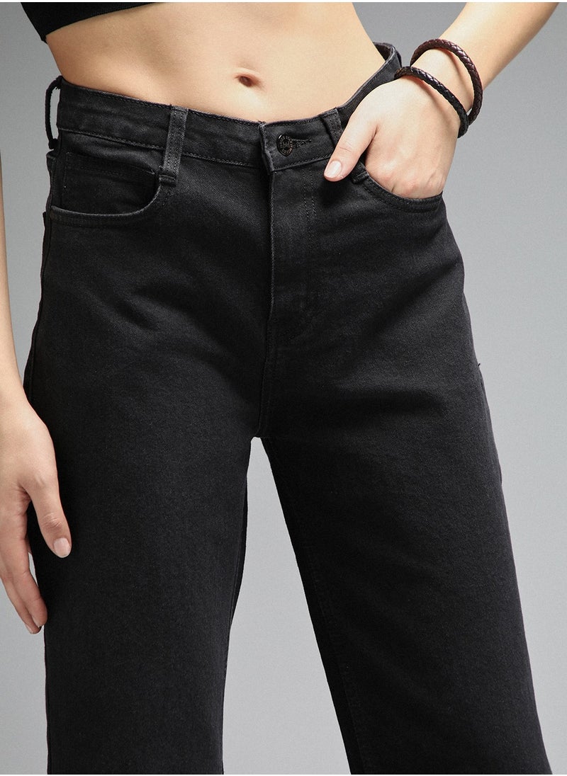 HIGH STAR Straight Fit Jeans for Women - Black Stretch  - Image 5