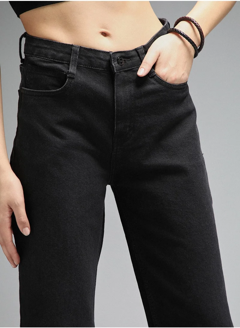HIGH STAR Straight Fit Jeans for Women - Black Stretch