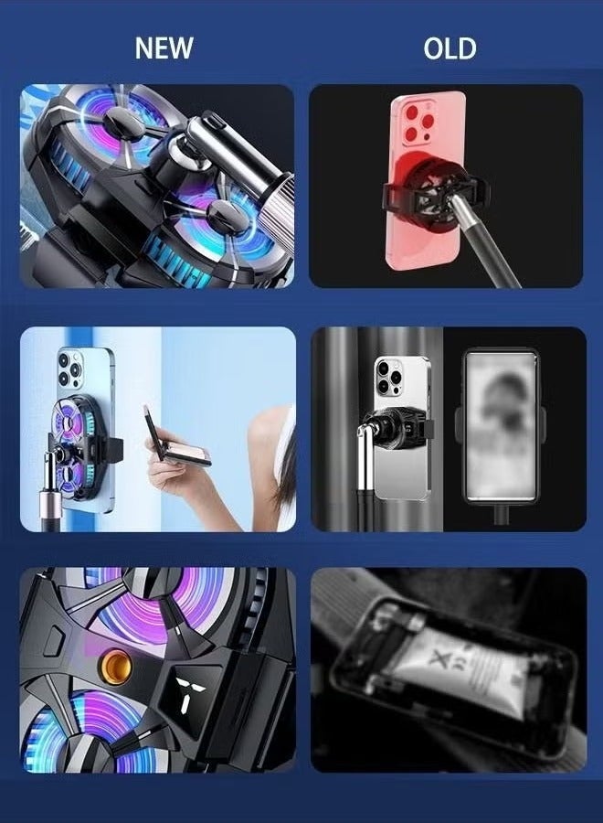 DUNISO Phone Cooler Cellphone Radiator with Dual Semiconductor Cooling Chip and Digital Display, Ultra-Fast Cooling Fan for Gaming, TikTok Live Streaming, and Outdoor Vlogging  - Image 4