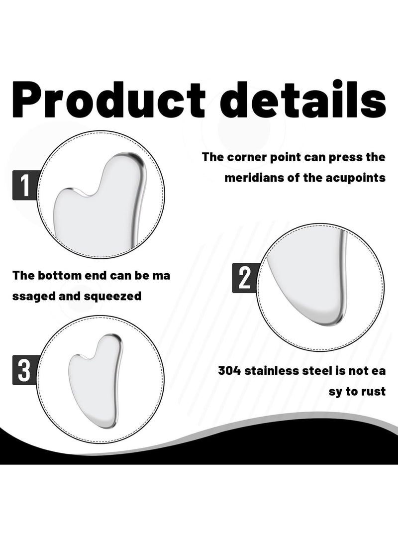 Stainless Steel Gua Sha,Multifunctional Steel Gua Sha,Gua Sha Stainless Steel Face Sculptor,Metal Gua Sha for Family and Friends, Slimmer Face & Contouring Heart Shaped - Image 2