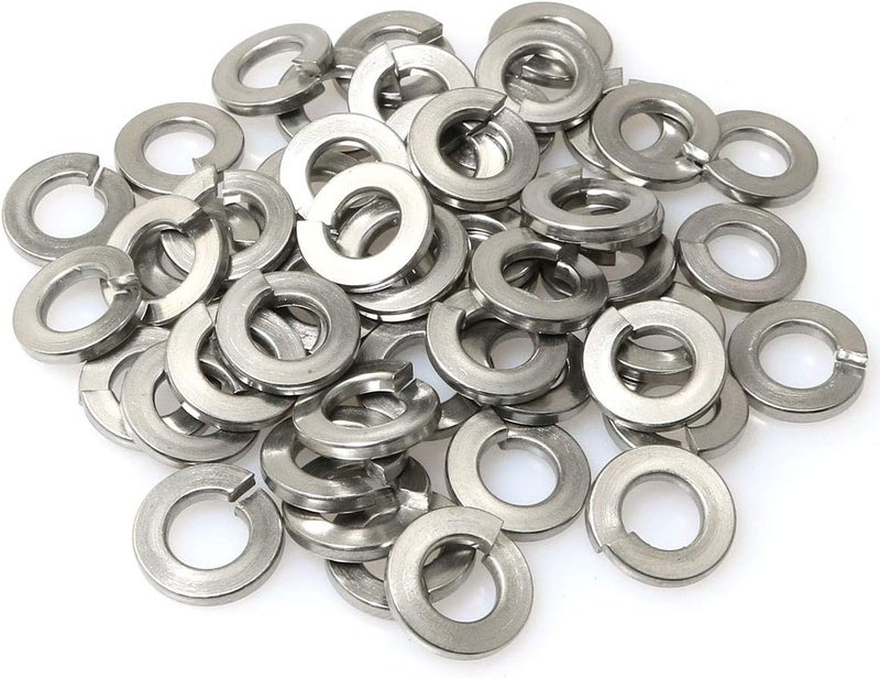 PZRT 50pcs 1/4 Inch 304 Stainless Steel Spring Washer Split Lock Washers, Silver - Image 1