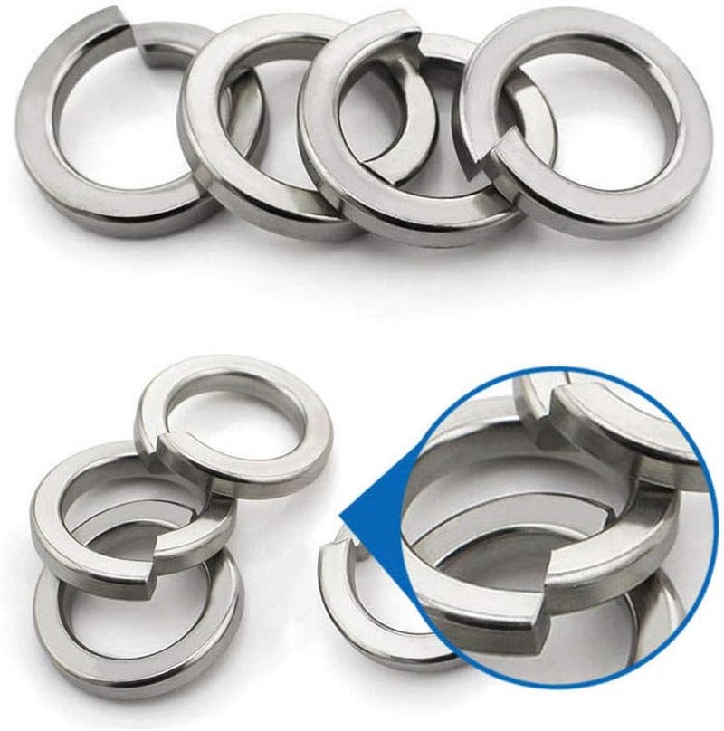 PZRT 50pcs 1/4 Inch 304 Stainless Steel Spring Washer Split Lock Washers, Silver - Image 2