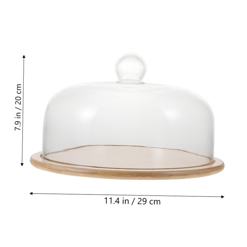Creative Glass Cake Cover with Wood Base for Parties Desserts and Family Gatherings - Image 3
