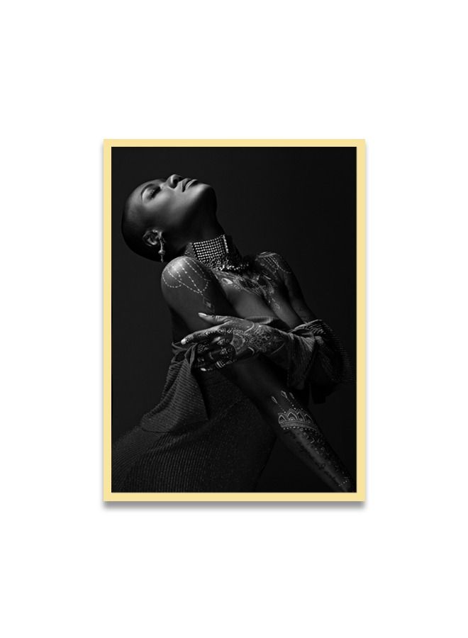 Marktna Canvas Wall Art For Wall Decoration, Woman Design, With A Hollow Golden Frame, Size 120x80cm One Piece - Image 2