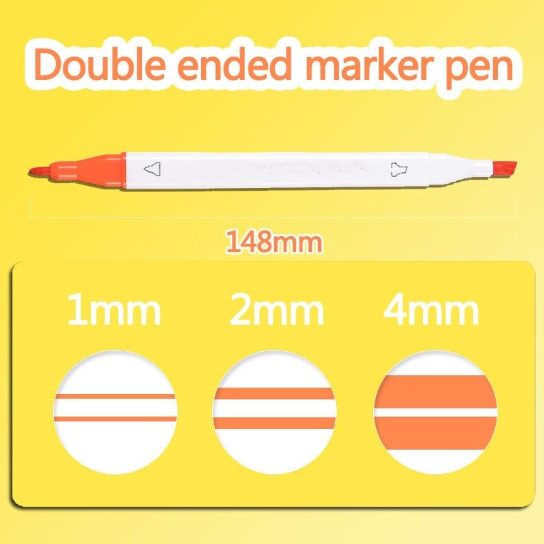 Amitasha 24 Colors Dual Tip Art Marker Set Fine & Chisel Tip Sketching Drawing Markers Animation Calligraphy for Adults Kids Educational Gift - Image 4