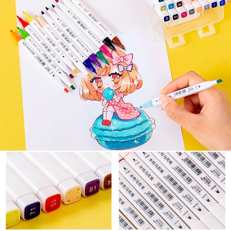 Amitasha 24 Colors Dual Tip Art Marker Set Fine & Chisel Tip Sketching Drawing Markers Animation Calligraphy for Adults Kids Educational Gift - Image 5